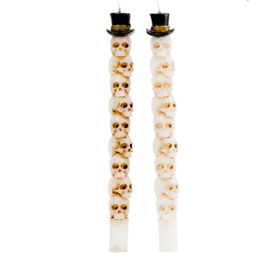 Christian Siriano Skull Taper Candles with Top Hats New